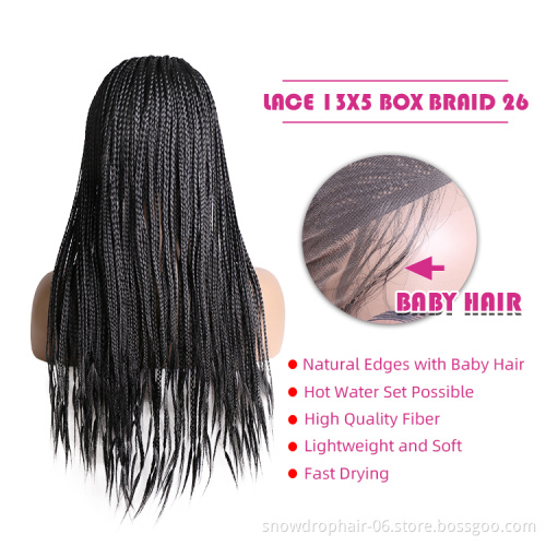 Wholesale Best Supplier High Quality Long Lace Front Frontal Wigs Heat Resistant Braided Wig Synthetic Hair Wigs With Highlights